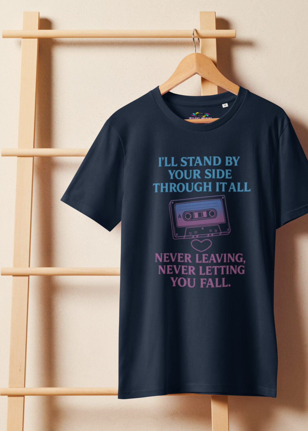 I'll Stand By Your Side – Cassette Tape Unisex Organic T-Shirt – Inspirational Lyric Tee – Retro Love Graphic