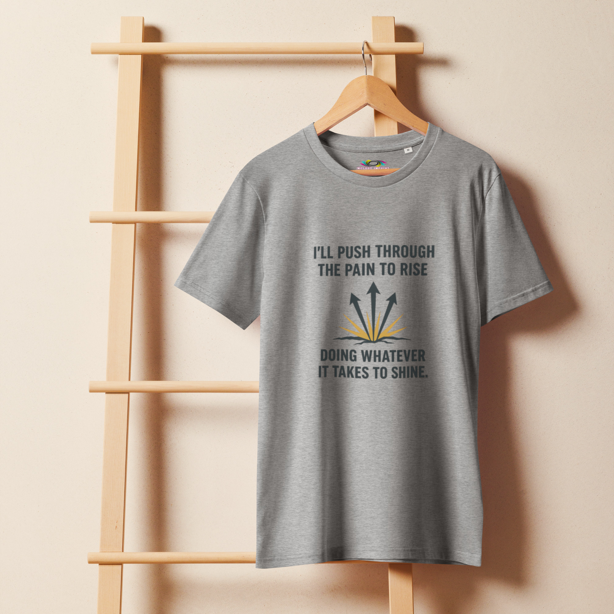 Push Through the Pain – Unisex Organic T-Shirt – Motivational Quote Tee – Resilience Graphic Shirt – Gym Grind Hustle Shirt