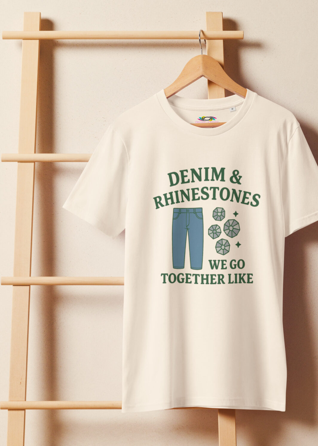 Denim & Rhinestones – Unisex Organic T-Shirt – Country Concert Tee – Best Friend or Couple Shirt – Gift for Her or Him