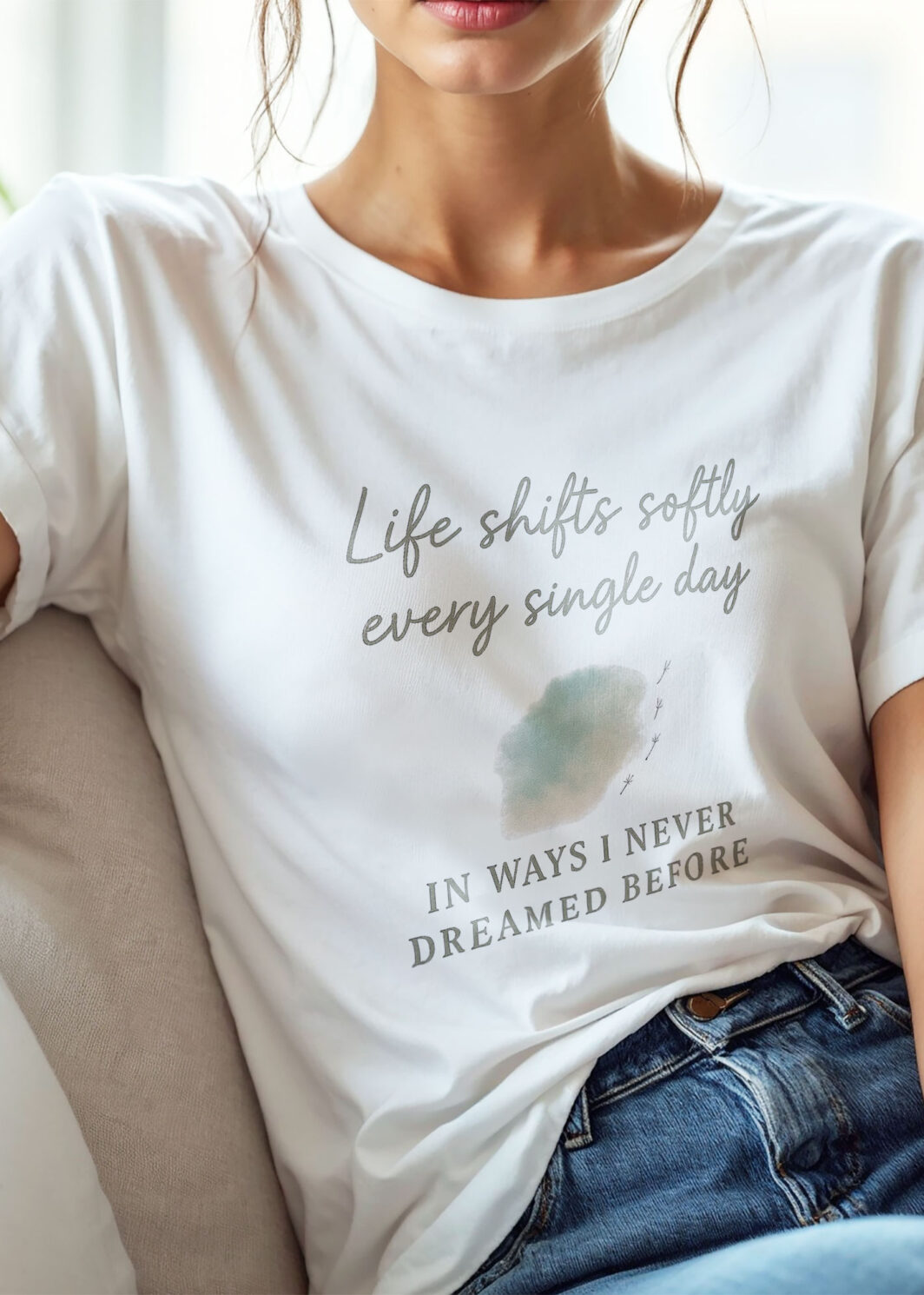 Life Shifts Softly – Unisex Organic Cotton Comfort T-Shirt – Inspirational Quote Tee – Mindful Gift