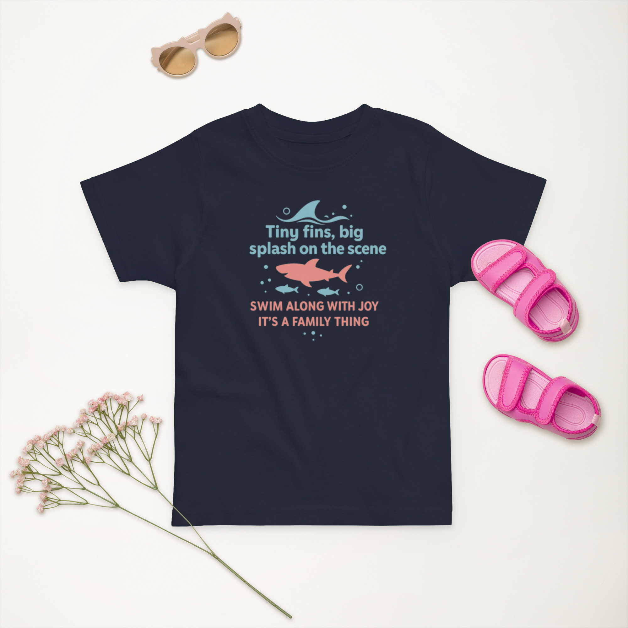 Tiny Fins Big Splash Toddler Shirt: Shark Family Matching Tee - Image 3
