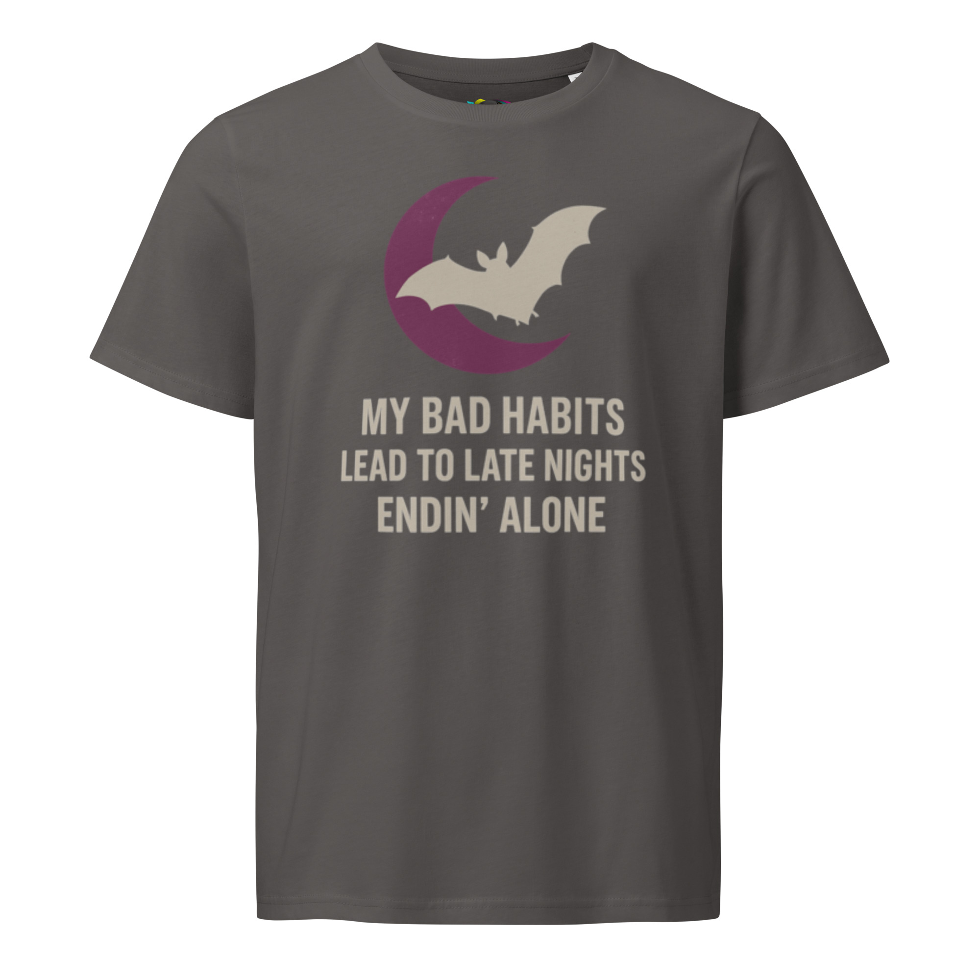 Inspirational Moon & Bat T-Shirt – Unique Organic Cotton Tee for Night Thinkers & Gift Givers - Image 7
