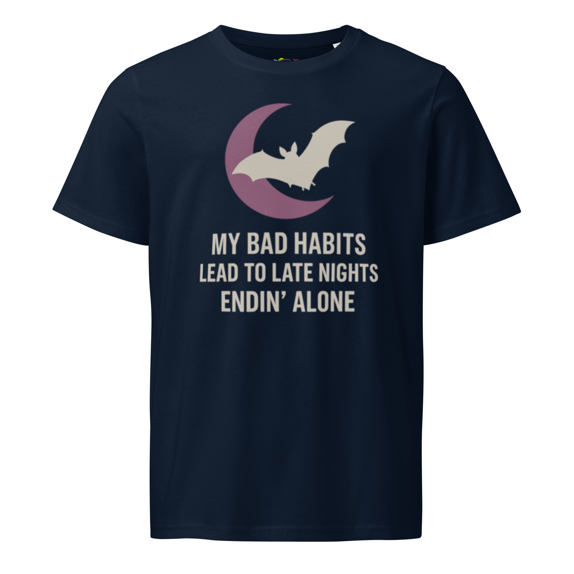 Inspirational Moon & Bat T-Shirt – Unique Organic Cotton Tee for Night Thinkers & Gift Givers - Image 8