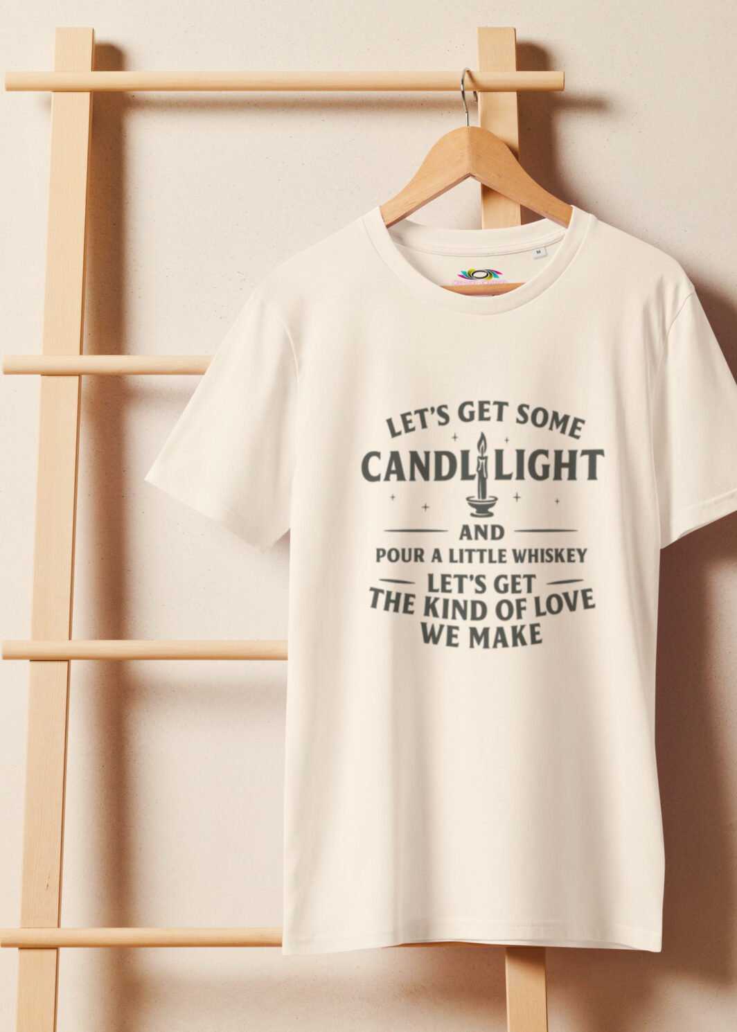 Let’s Get Some Candlelight – Unisex Lightweight T-Shirt – Whiskey & Love Quote Shirt – Romantic Cotton Tee – Gift for Couples