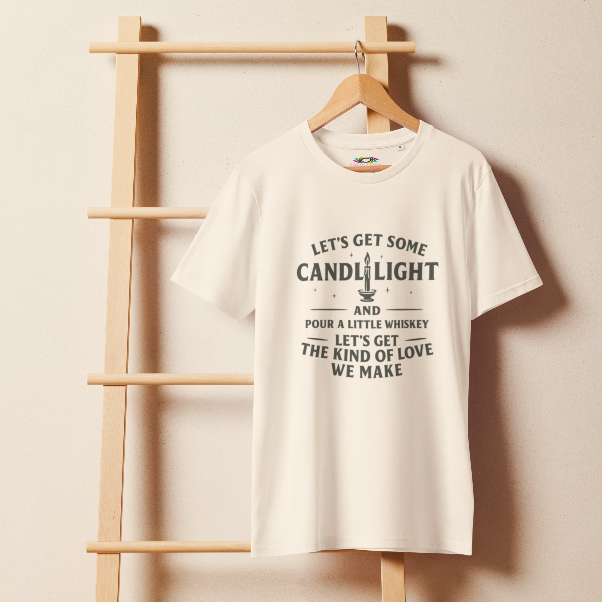Let’s Get Some Candlelight – Unisex Lightweight T-Shirt – Whiskey & Love Quote Shirt – Romantic Cotton Tee – Gift for Couples
