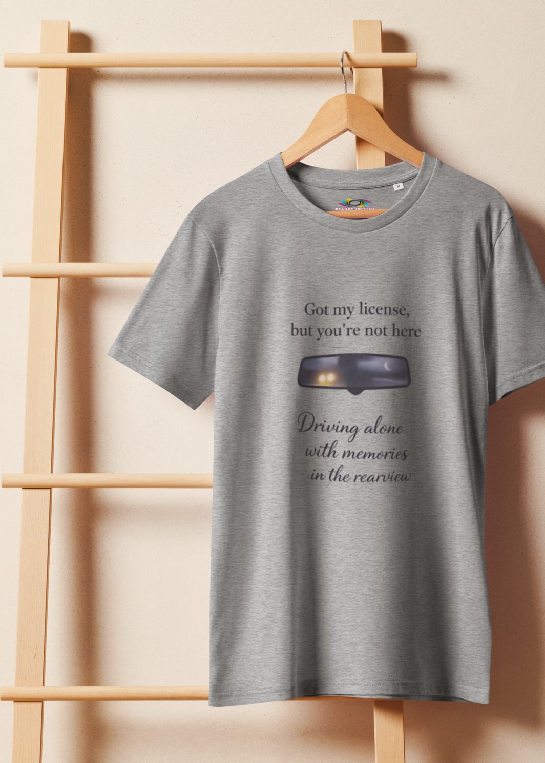 Emotional Quote Tee – Driving Alone With Memories Rearview Mirror Shirt