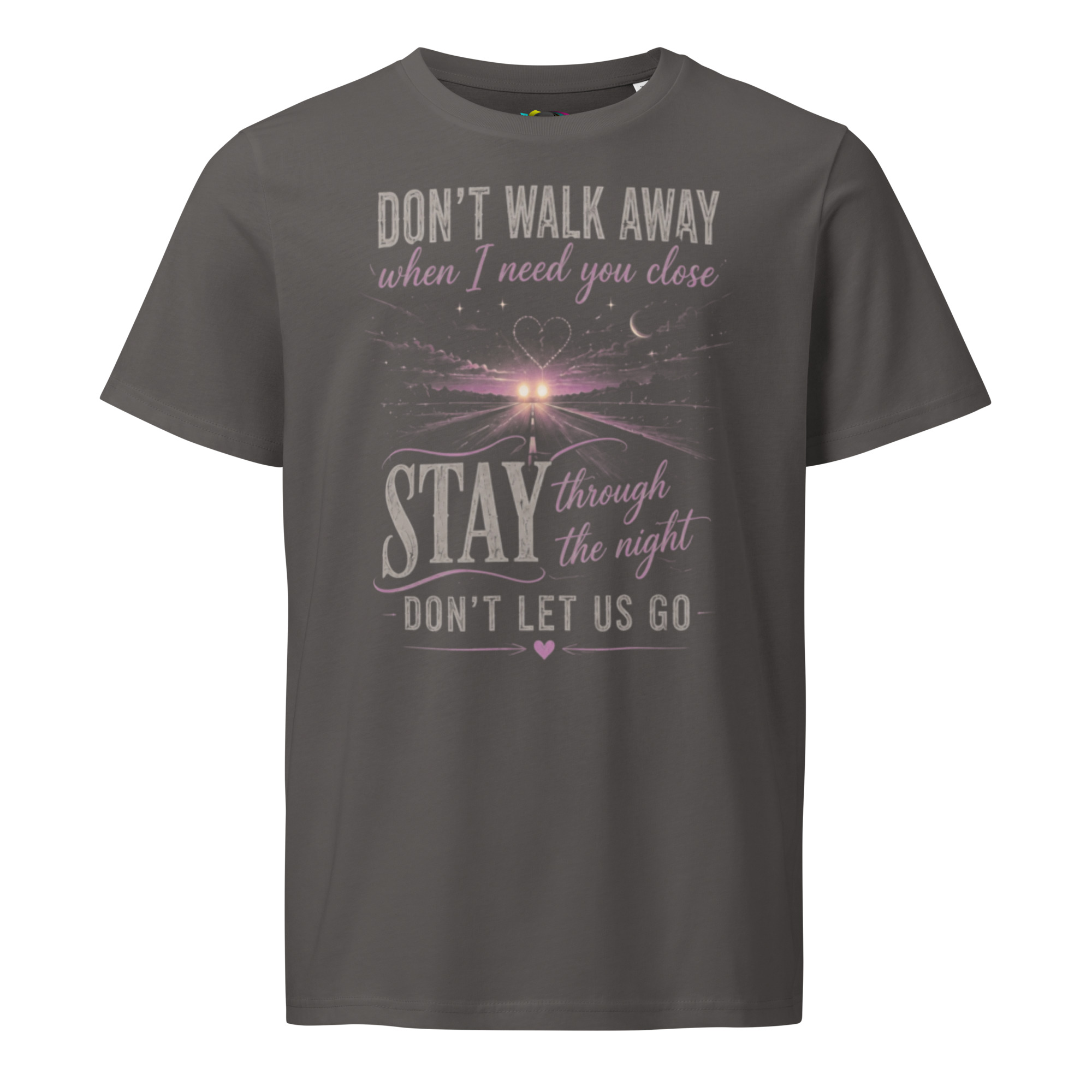 Stay Through the Night T-Shirt – Romantic Night Road Art (Organic Cotton) - Image 7